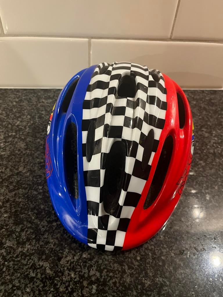 Kinderhelm - Peuter/Kleuter - Rood/Blauw/Geblokt, Ophalen, Gebruikt, Overige maten, Jongen of Meisje