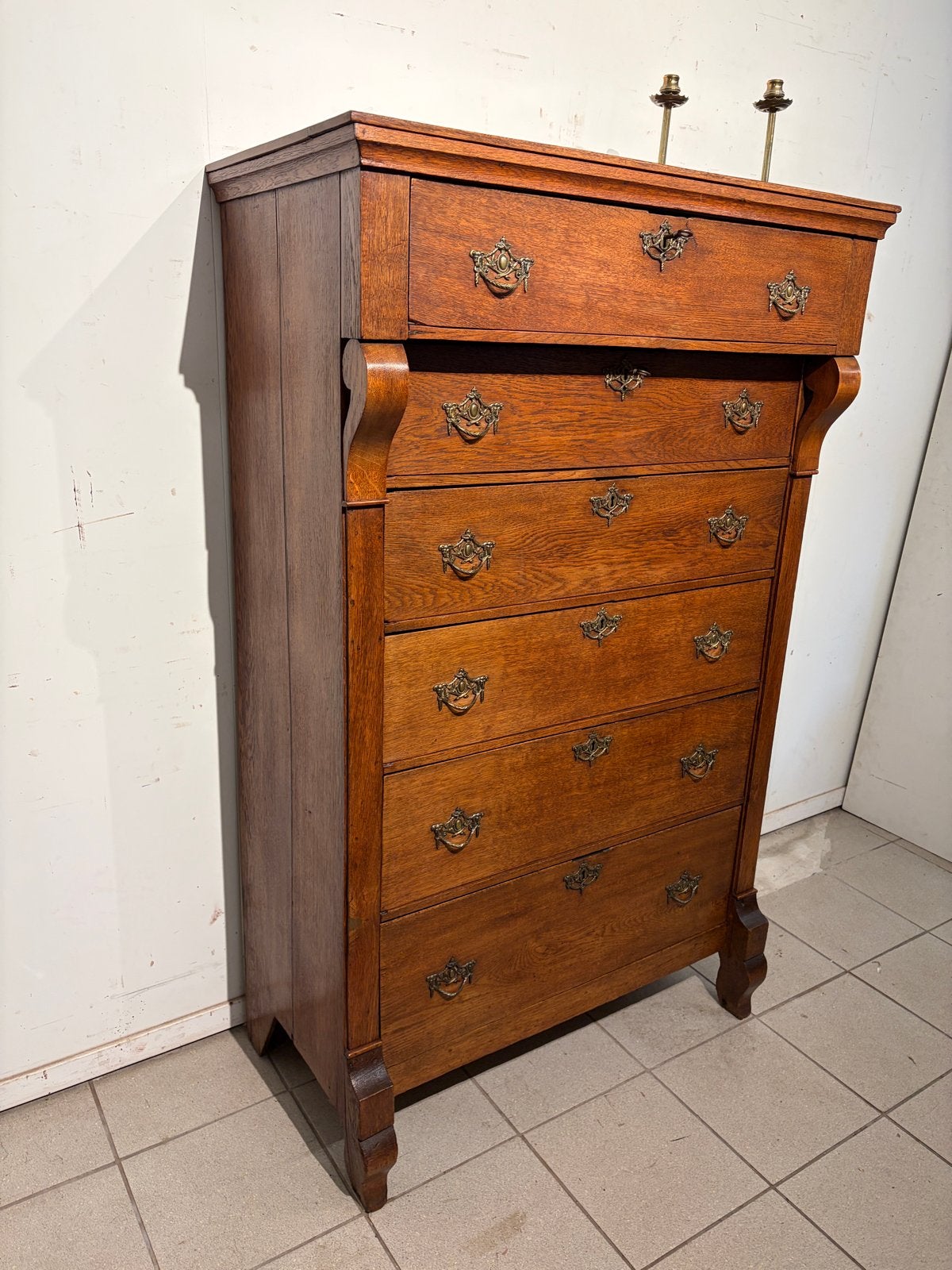 Antieke Eiken Chiffonnière Ladenkast, ca. 1830-1850, Antiek en Kunst, Ophalen