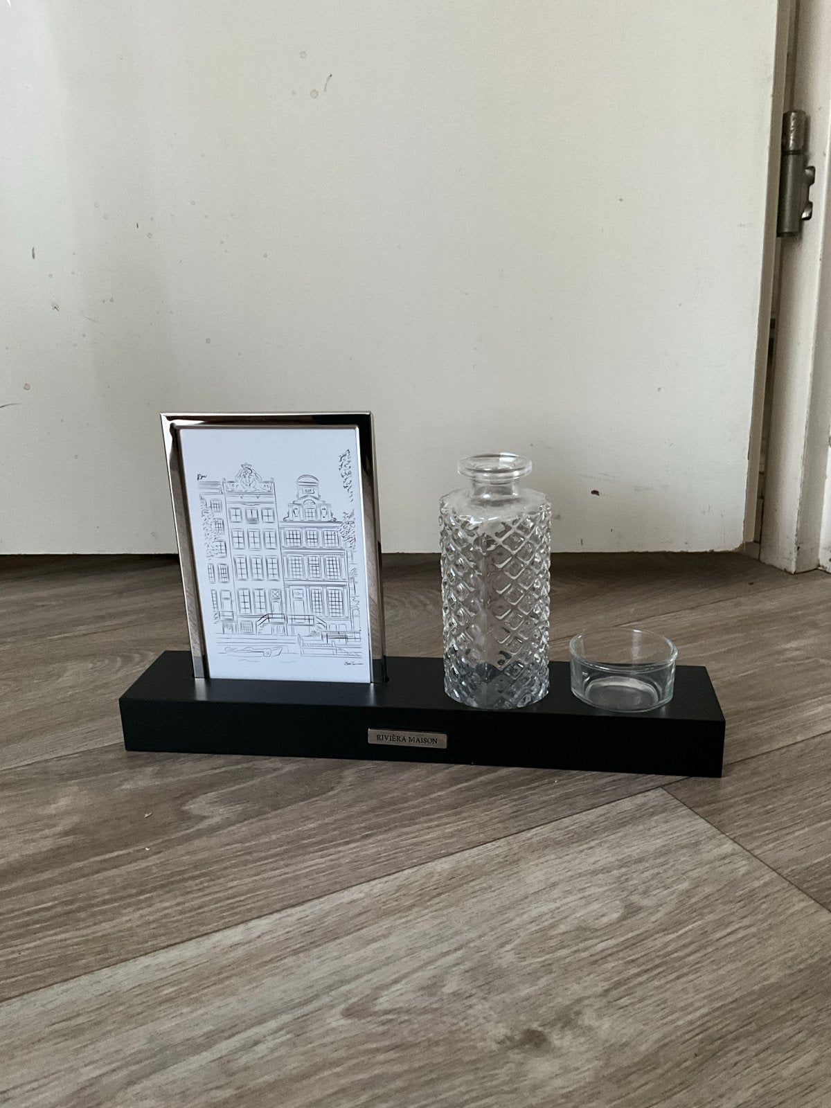 Riviera Maison fotolijst met vaasje en waxinelichthouder, Hout, Zwart, Nieuw, Ophalen of Verzenden