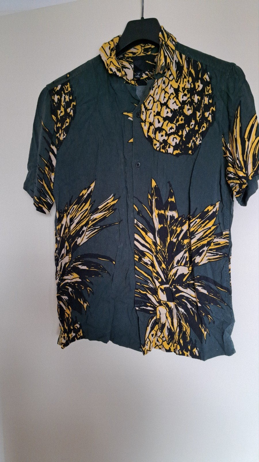 H&M Heren Hawaii overhemd met ananasprint - Maat S, Meerkleurig, Halswijdte 38 (S) of kleiner, Ophalen of Verzenden, H&M