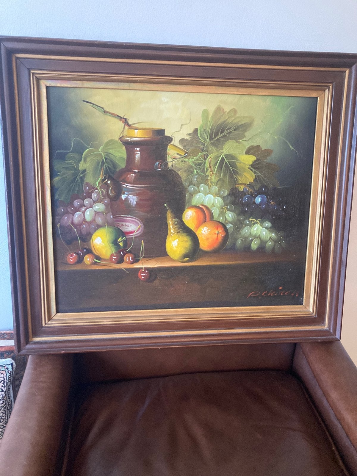 Stilleven, olieverf op doek. Gesigneerd, Ophalen, Vintage, Origineel werk, Stilleven