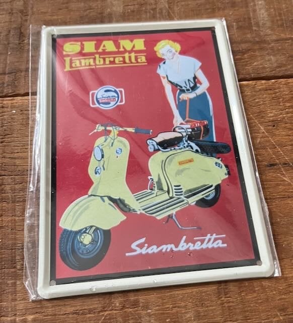 LAMBRETTA Siam reclamebordje metaal  11x15, Ophalen of Verzenden, Reclamebord