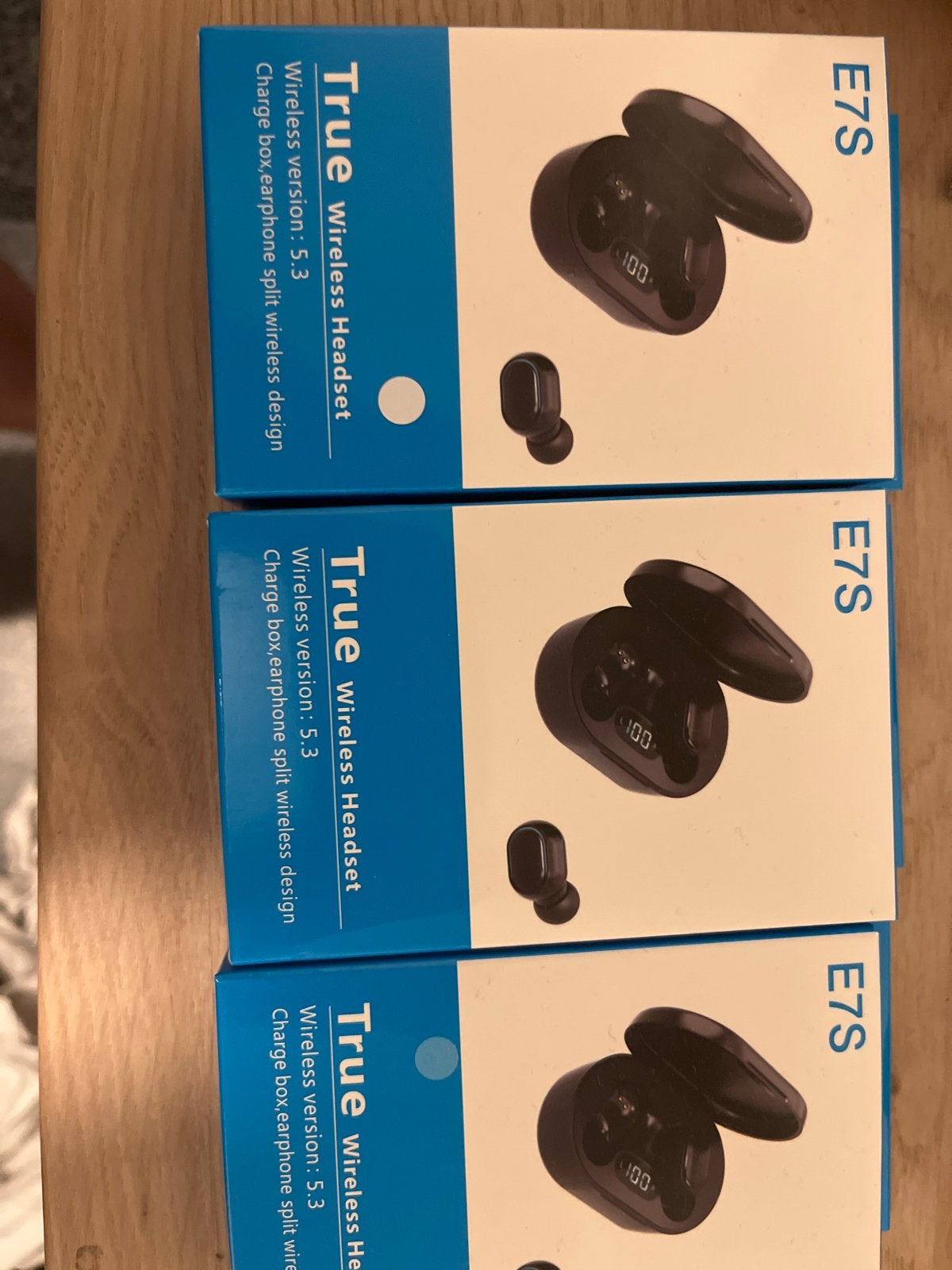 Draadloze E7S Oortjes - Wit, Zwart en Blauw