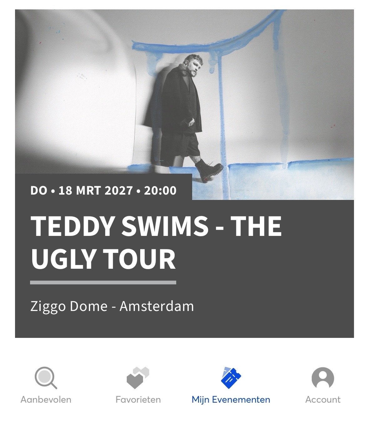 Teddy swims 2 zitplekken vak 213, Tickets en Kaartjes, Concerten | Pop, Twee personen, Maart