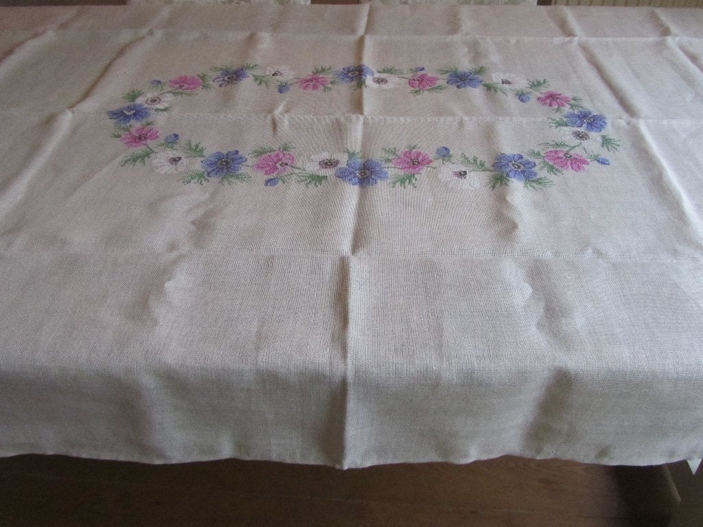 Geborduurd tafelkleed met anemonen nieuw, Antiek en Kunst, Verzenden