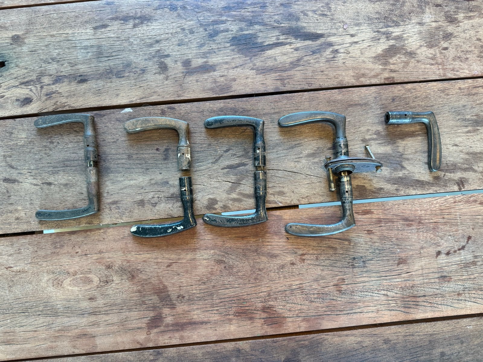 Prachtige set zware deurkrukken, Ophalen of Verzenden, Gebruikt, IJzer, Klink of Kruk