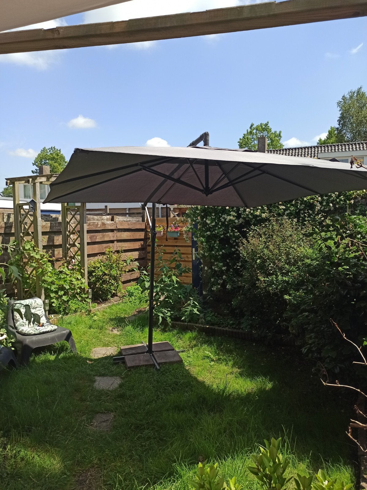 Zweefparasol 3x3meter, Tuin en Terras, Parasols, Ophalen, Zo goed als nieuw, Zweefparasol