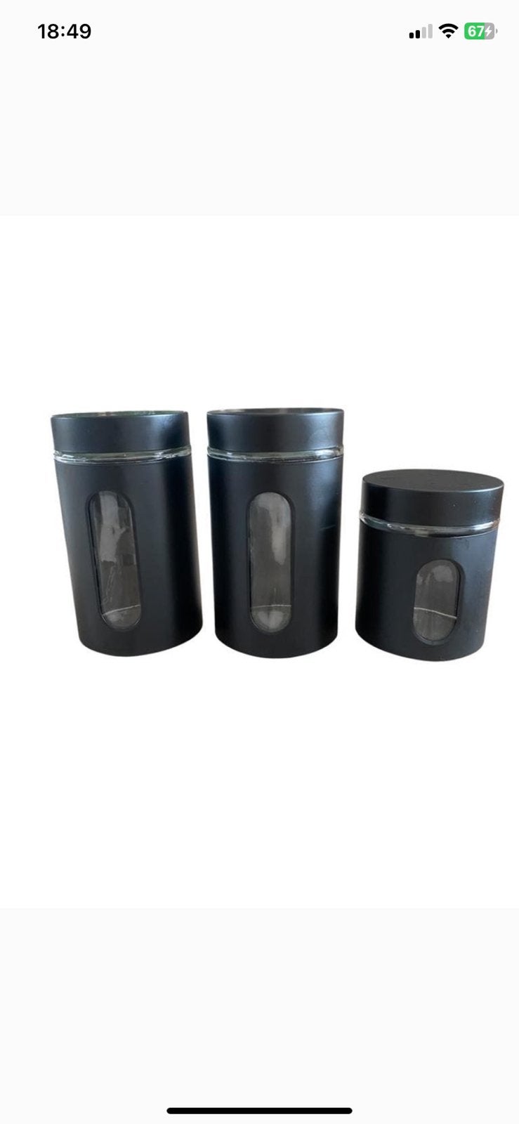 Zwarte voorraadpotten met venster, set van 3, Glas, Ophalen of Verzenden, Zo goed als nieuw, Overige merken