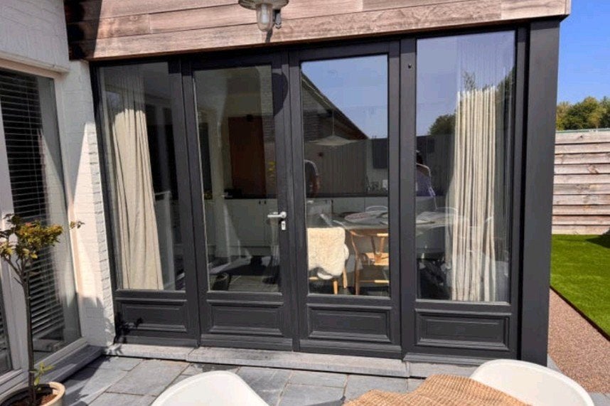 Prachtige Serre KOZIJNEN Hardhout !!!, Ophalen, Zo goed als nieuw, Inclusief glas, 225 cm of meer
