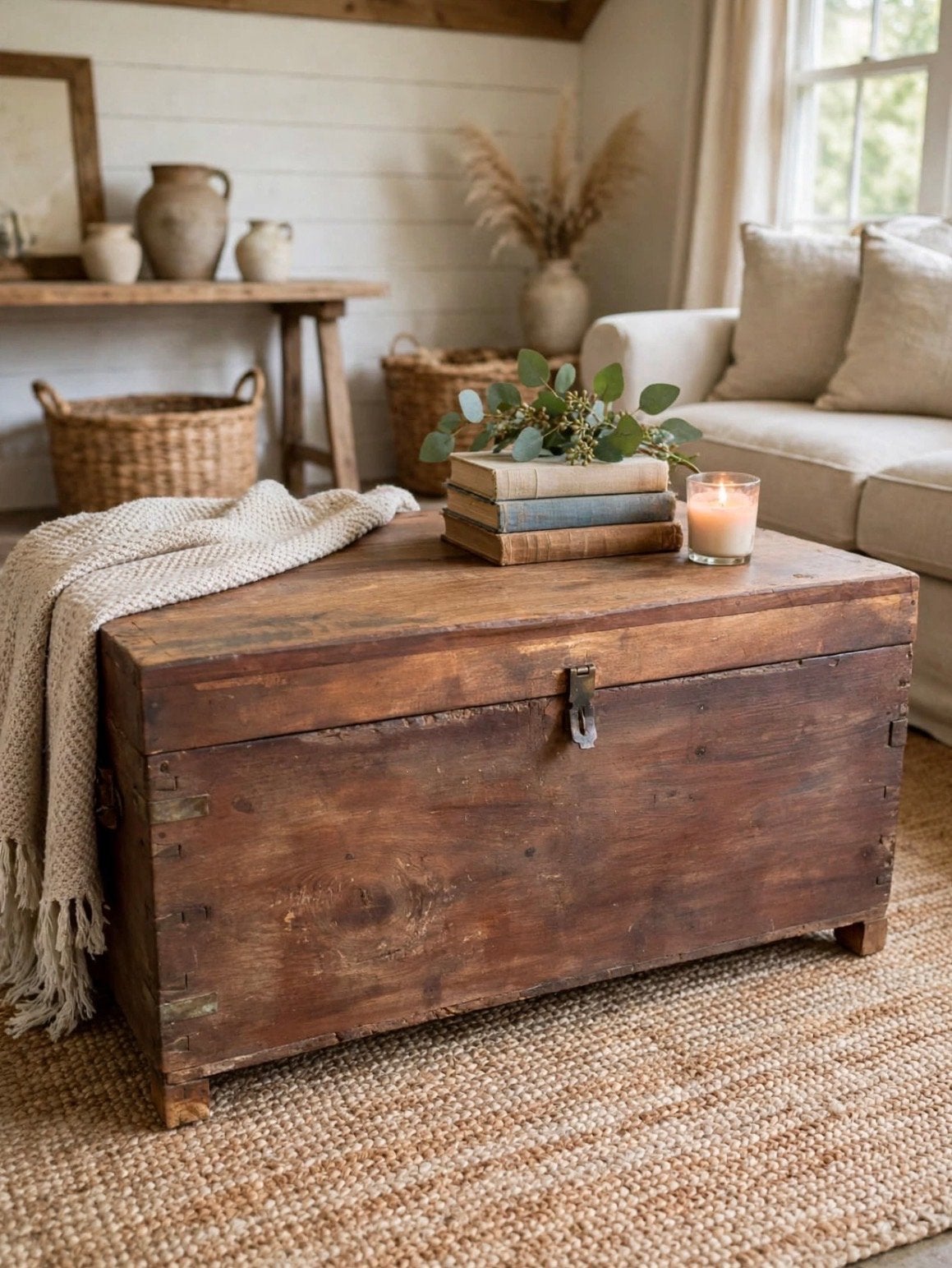 Sobere Indiaanse Houten Kist - 76x49x40 cm, Ophalen