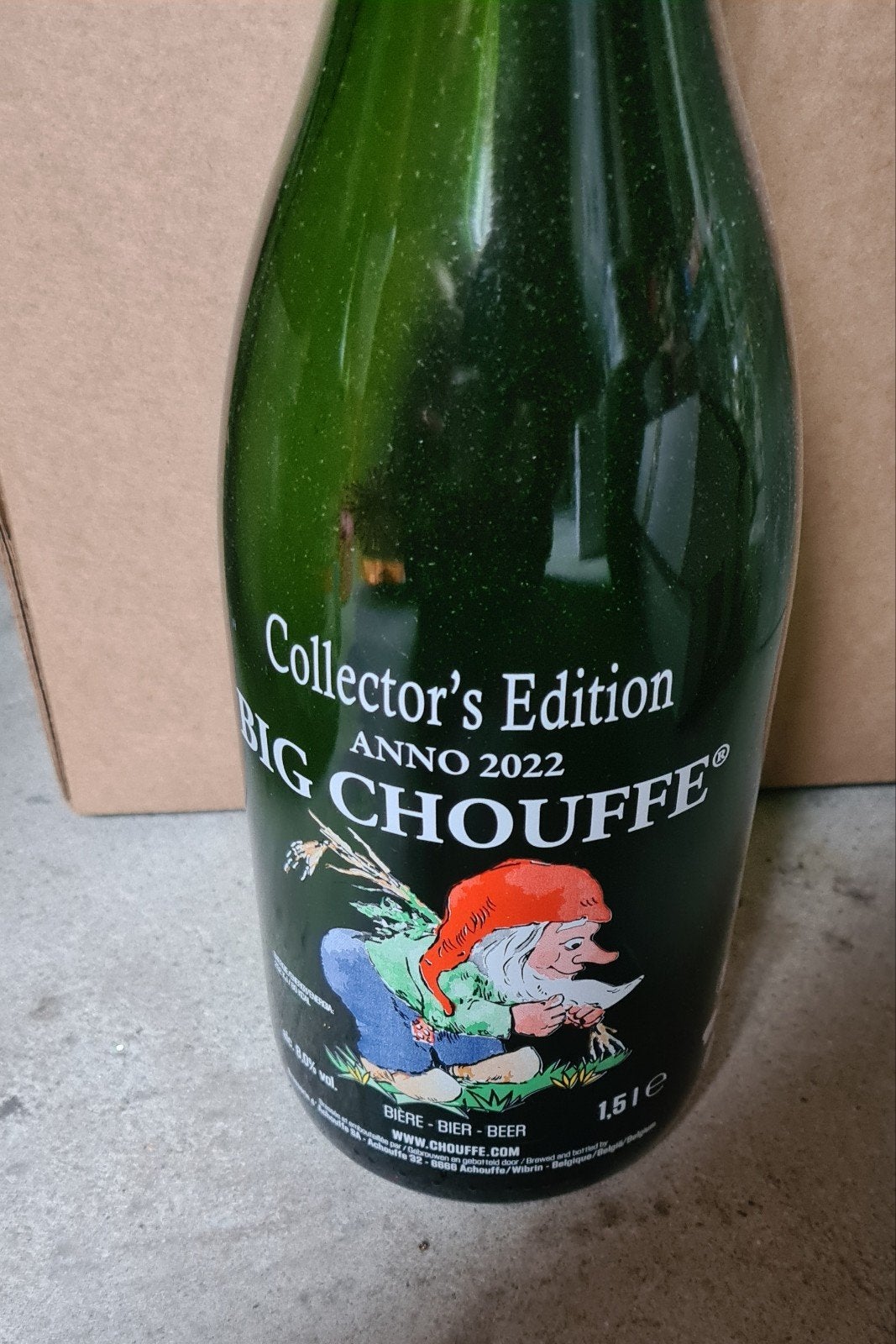 2 Lege Big Chouffe Collector's Edition flessen (2022 & 2023), Ophalen of Verzenden, Gebruikt
