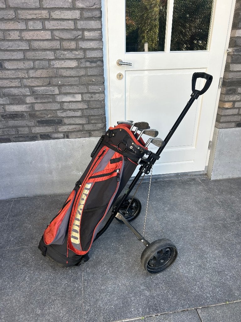 Golftas met golfkar en clubs, Ophalen of Verzenden, Gebruikt, Golfkar, Overige merken