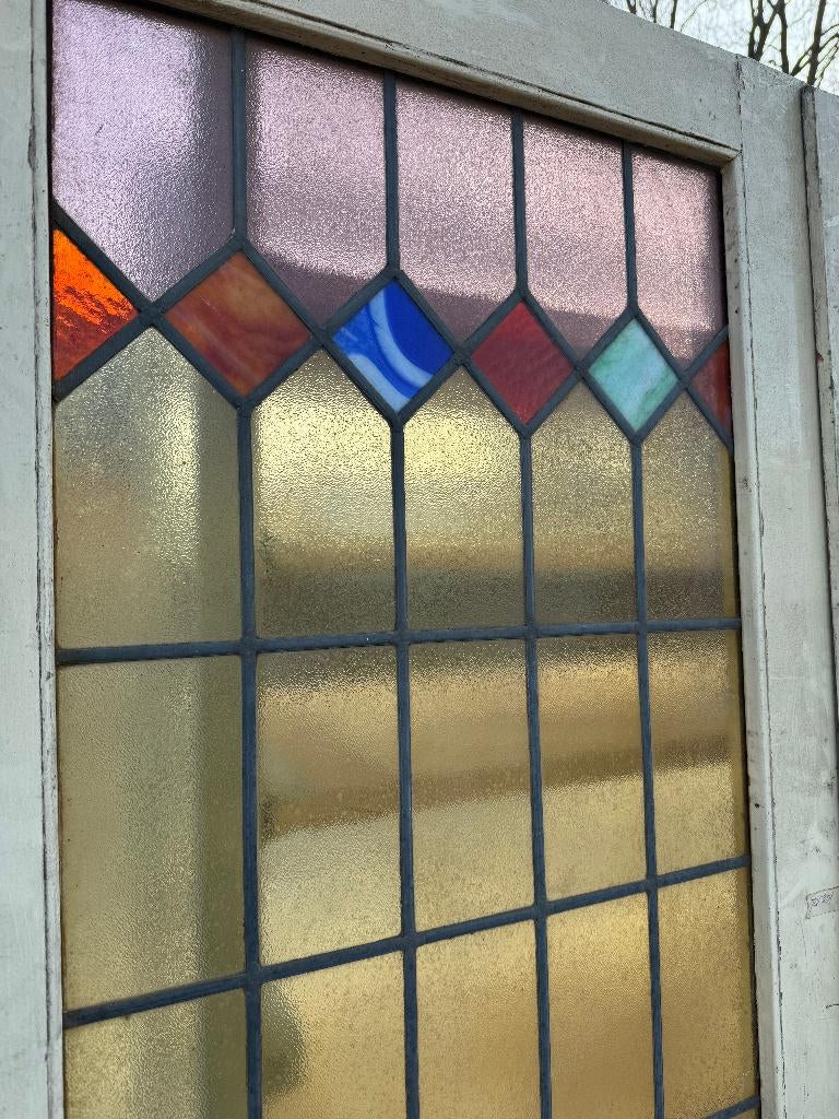 Set openslaande deuren met glas in lood 201x145cm., Ophalen