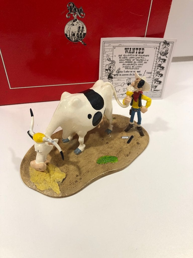 Lucky Luke scheert zich met de koeienstaart, pixi, Ophalen of Verzenden, Overige figuren, Beeldje of Figuurtje