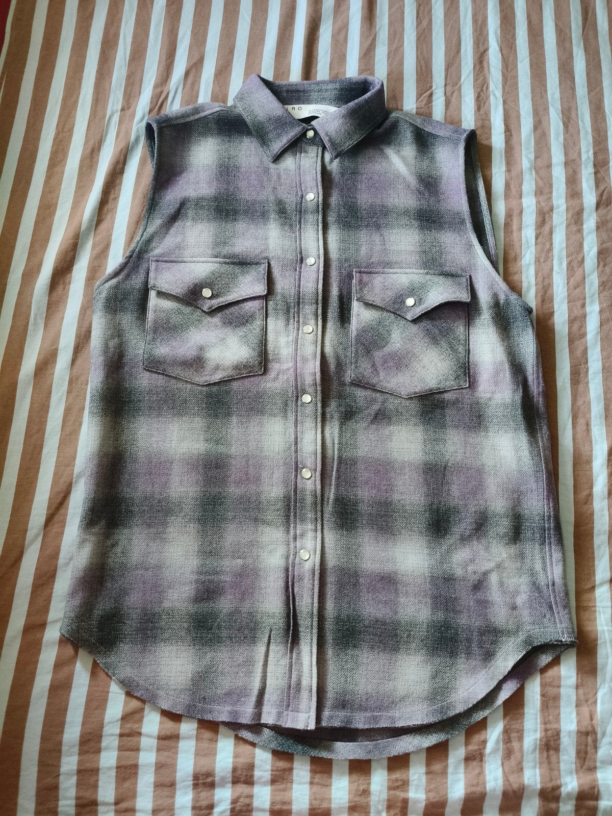 IRO Mouwloze Geruite Blouse - Wol - Maat M, Maat 38/40 (M), Paars, Ophalen of Verzenden, Zo goed als nieuw