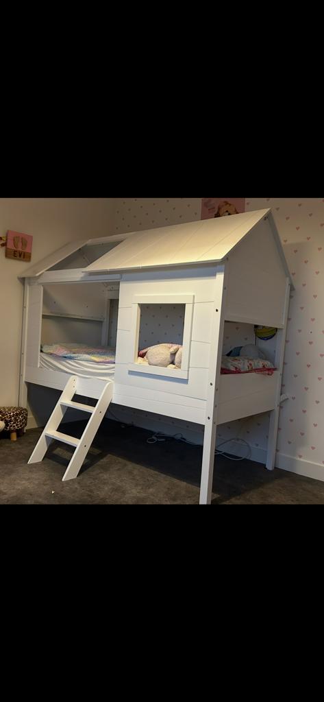 Charlotte Boomhut Bed Wit - Hoogslaper met trap, Kinderen en Baby's, Kinderkamer | Bedden, 85 tot 100 cm, Gebruikt, Ophalen of Verzenden