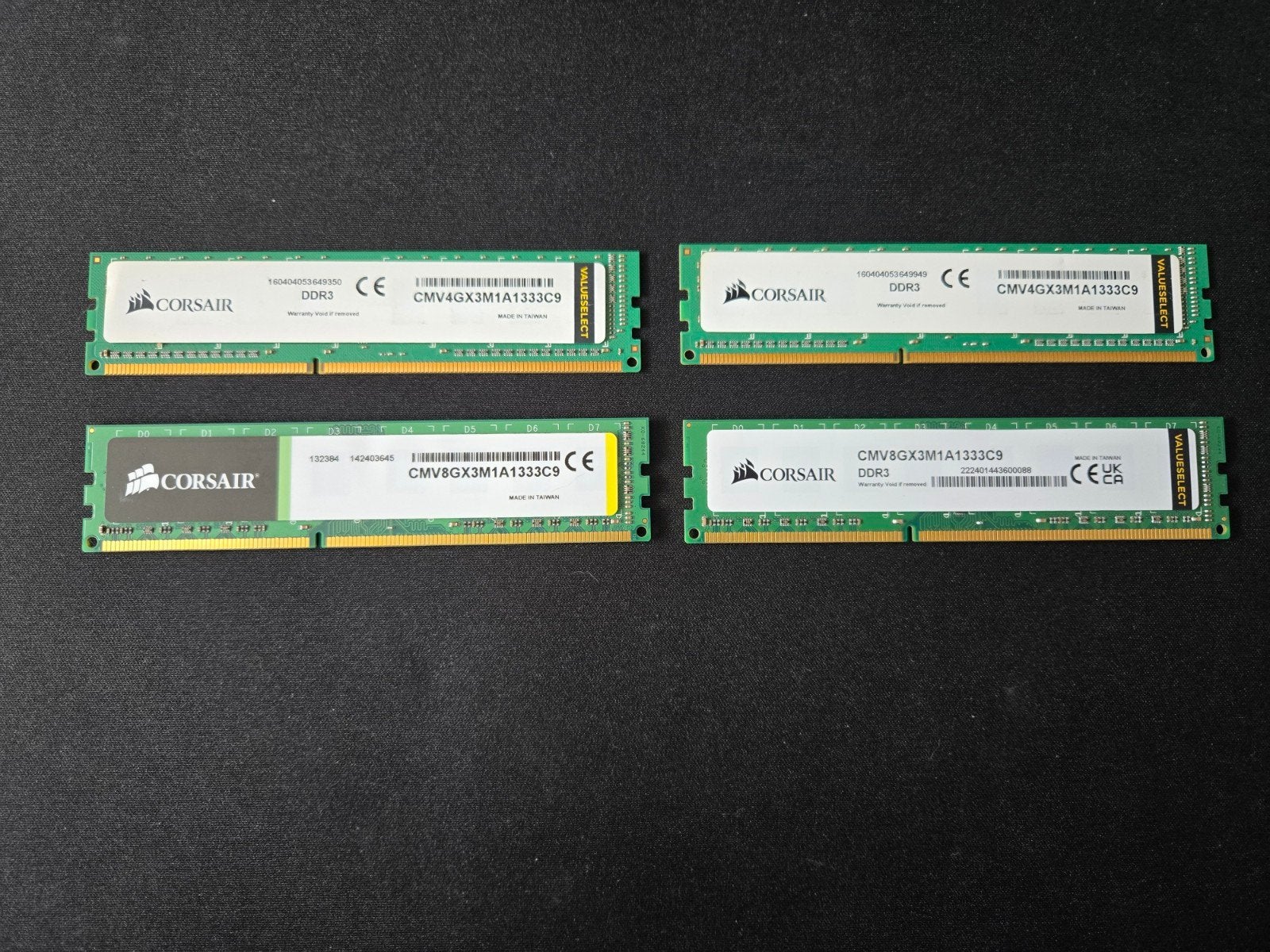 4x Corsair ValueSelect DDR3 RAM 8GB – totaal 32GB, Computers en Software, RAM geheugen, Ophalen of Verzenden, DDR3, Desktop