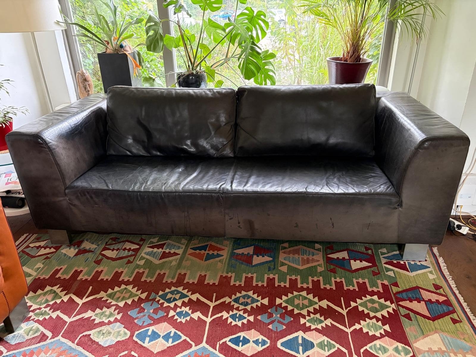 Gratis afhalen leren bank - 4 zitter, Ophalen, Gebruikt, 100 tot 125 cm, Leer