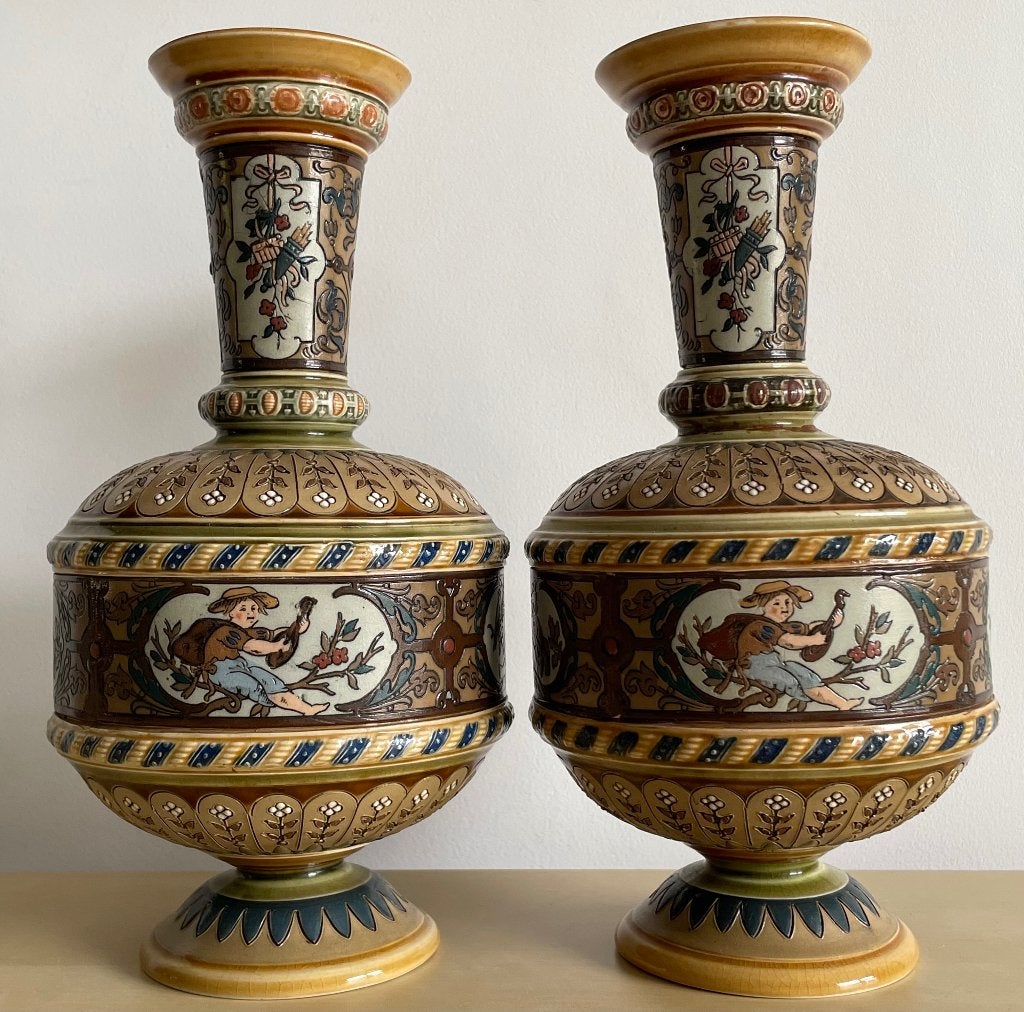 Antieke Villeroy & Boch Mettlach Germany 1884 vazen, Antiek en Kunst, Verzenden