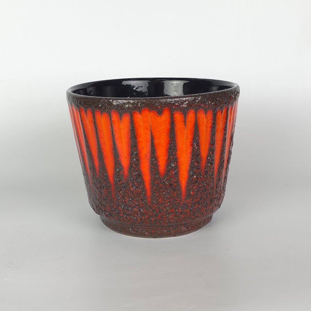 Vintage West-Duitse oranje Fat Lava bloempot. Scheurich, Antiek en Kunst, Ophalen of Verzenden
