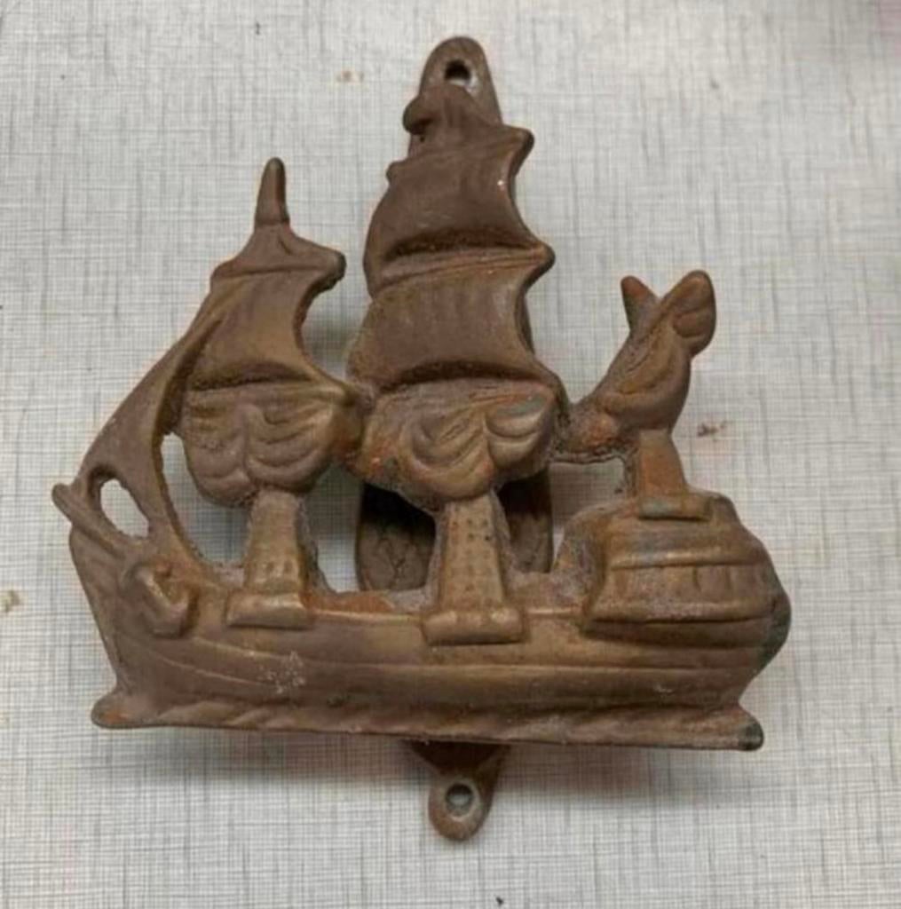 Deur klopper deurbel leuk koperen van v.o.c.zeilschip, Ophalen of Verzenden