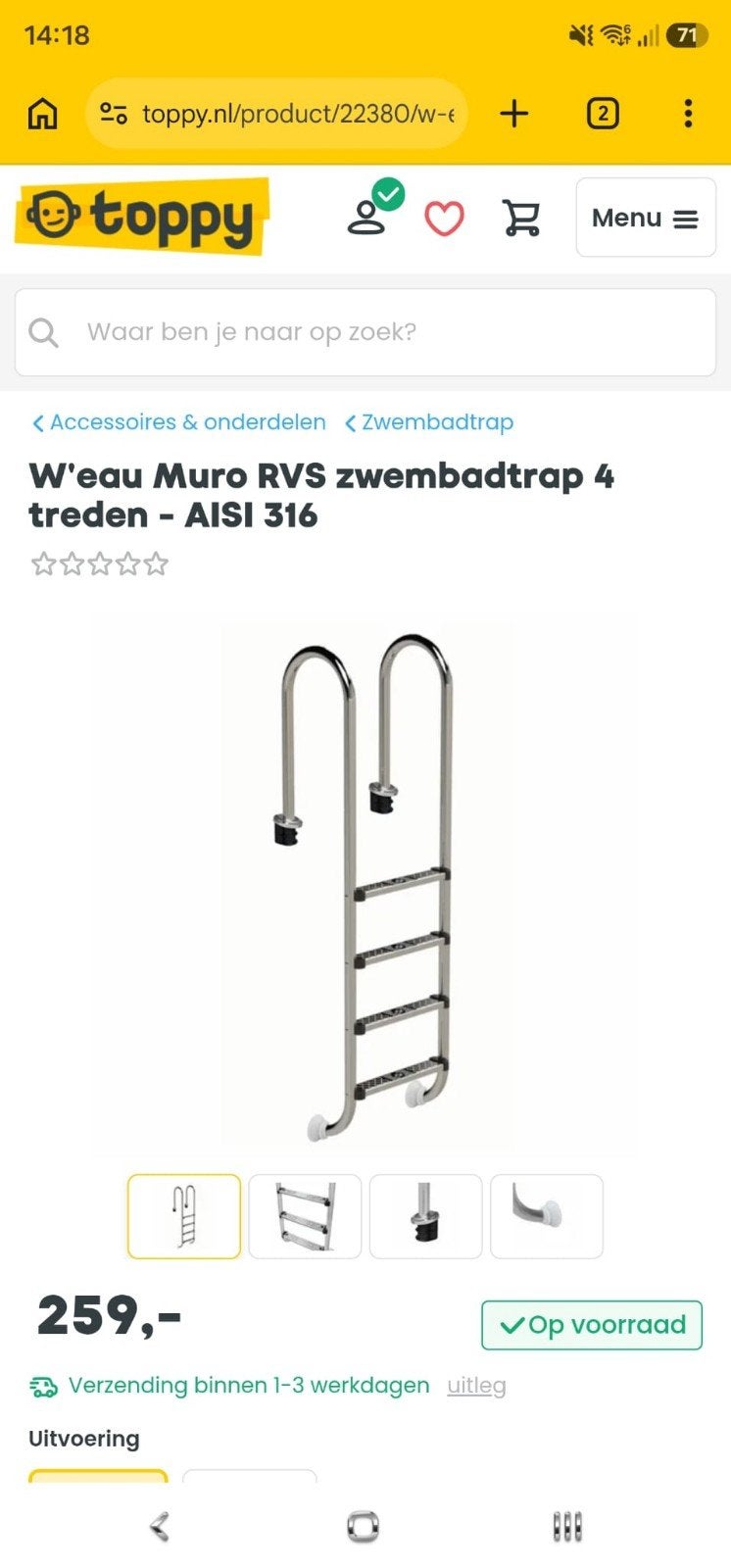 Zwembadtrap, Ophalen, Nieuw