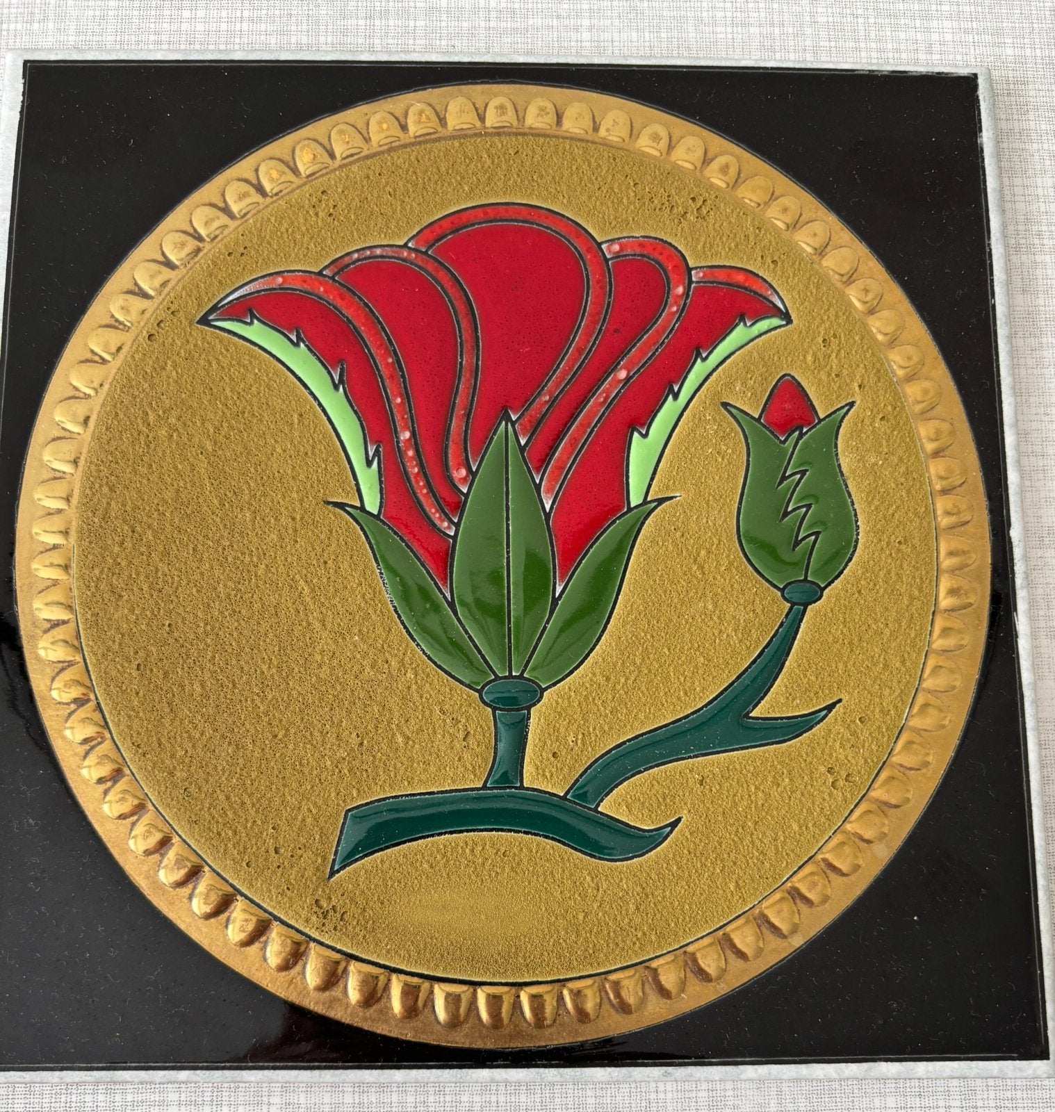 Tegel tulp nassos keramik 20x20, Antiek en Kunst, Ophalen of Verzenden