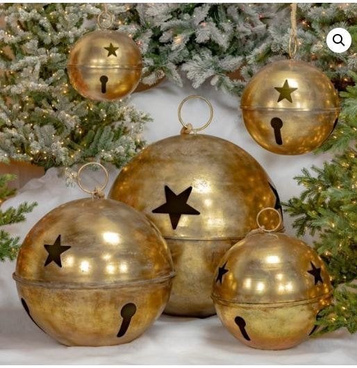 Gold Hanging Iron Sleigh Bells W/ Star Cutouts Ringa Linga, Ophalen of Verzenden, Zo goed als nieuw