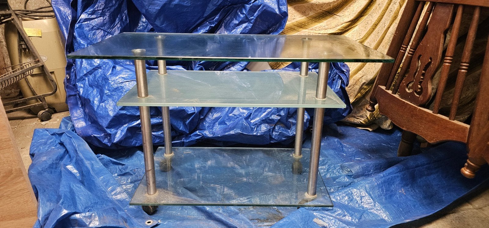 Glazen salon  tafel met 2 etages - 85x45 cm, Huis en Inrichting, Ophalen, Minder dan 50 cm, Gebruikt, 50 tot 100 cm