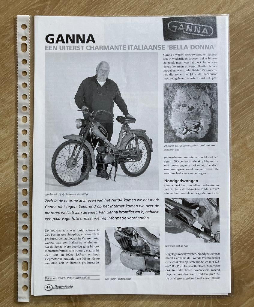 Map met documentatie over GANNA Bromfietsen, Verzenden, Zo goed als nieuw