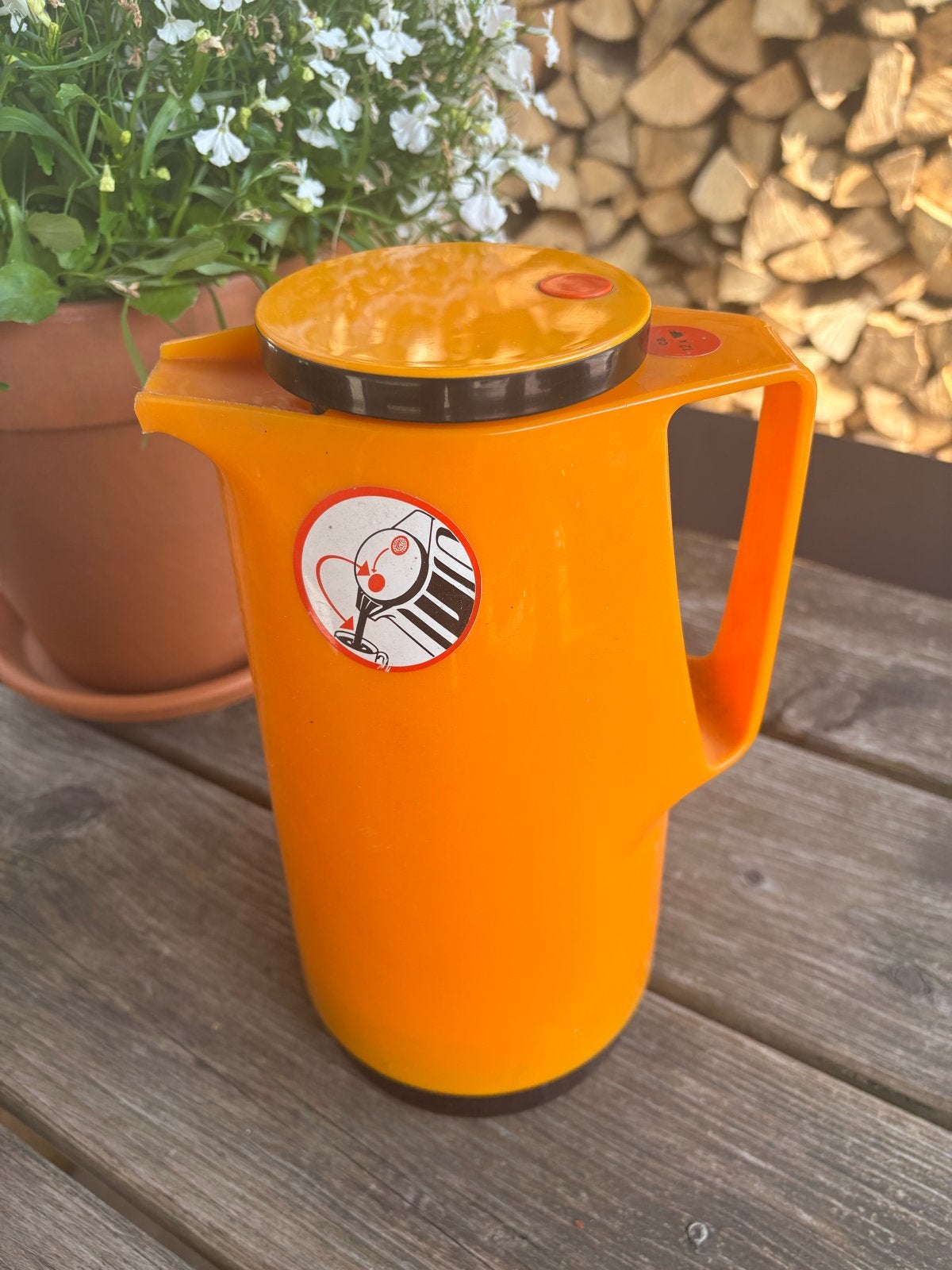 Retro Vinted Thermoskan - Oranje, Ophalen of Verzenden, Zo goed als nieuw