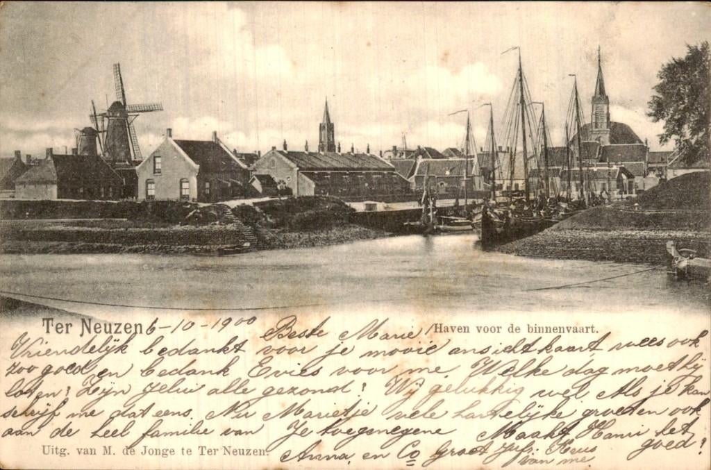 Ter Neuzen - Haven - Haven voor de binnenvaart, Verzamelen, Ansichtkaarten | Nederland, Ophalen of Verzenden, Voor 1920, Gelopen