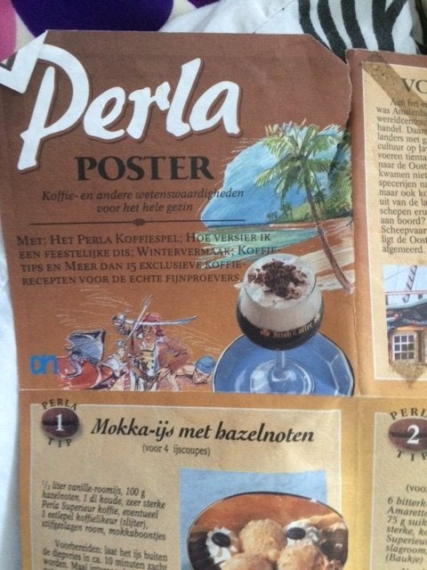 Perla Koffiespel Poster met Recepten en Tips, Gebruikt, Ophalen of Verzenden, Een of twee spelers, Perla / Albert Heijn