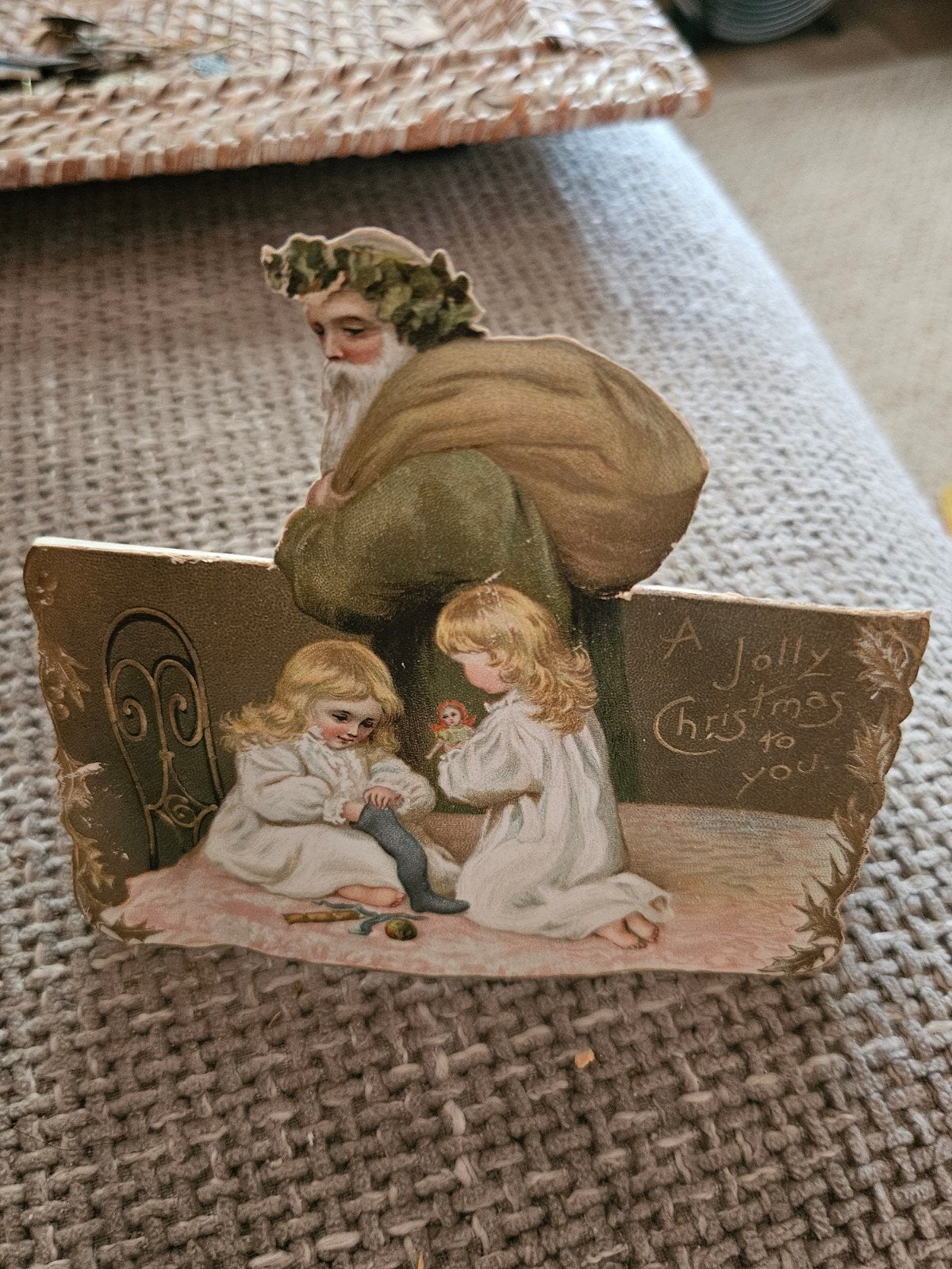kerstman oude ansichtkaart/ pop up antiek, Ophalen of Verzenden, Voor 1920