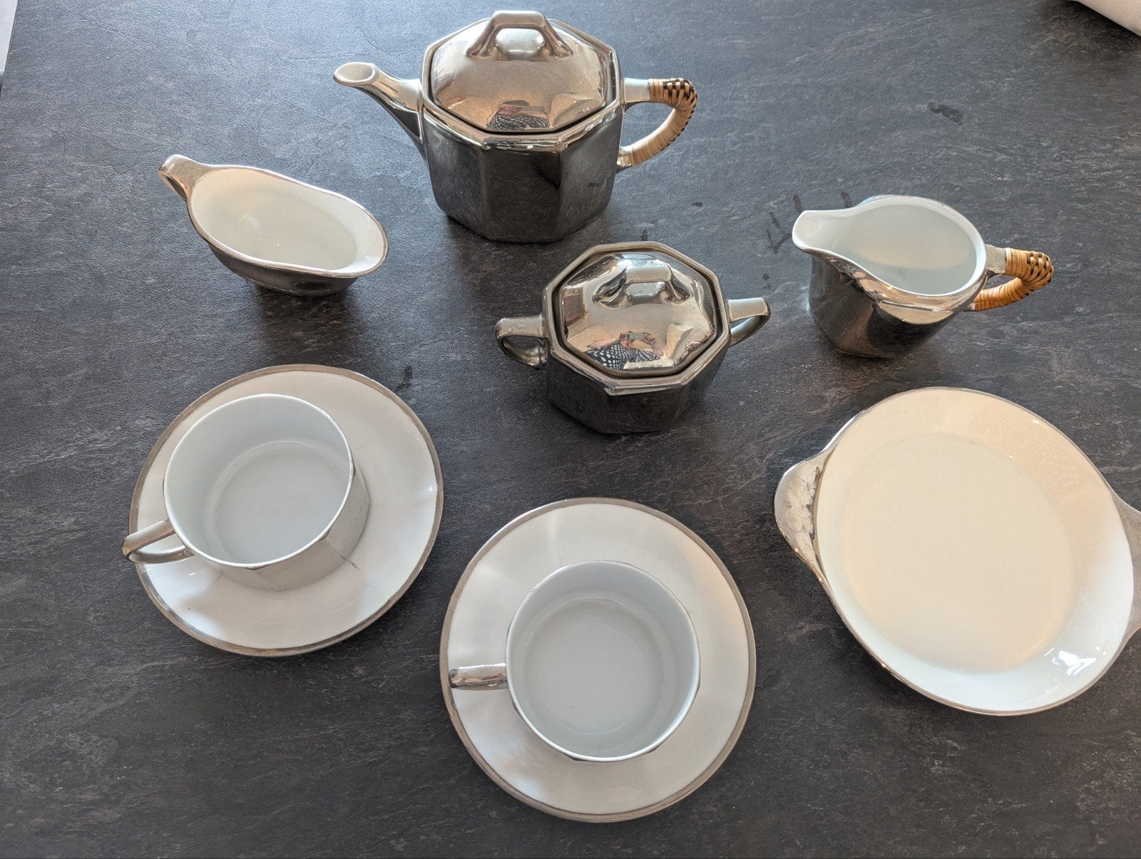 Vintage Art Deco theeservies - 7-delig, Ophalen of Verzenden