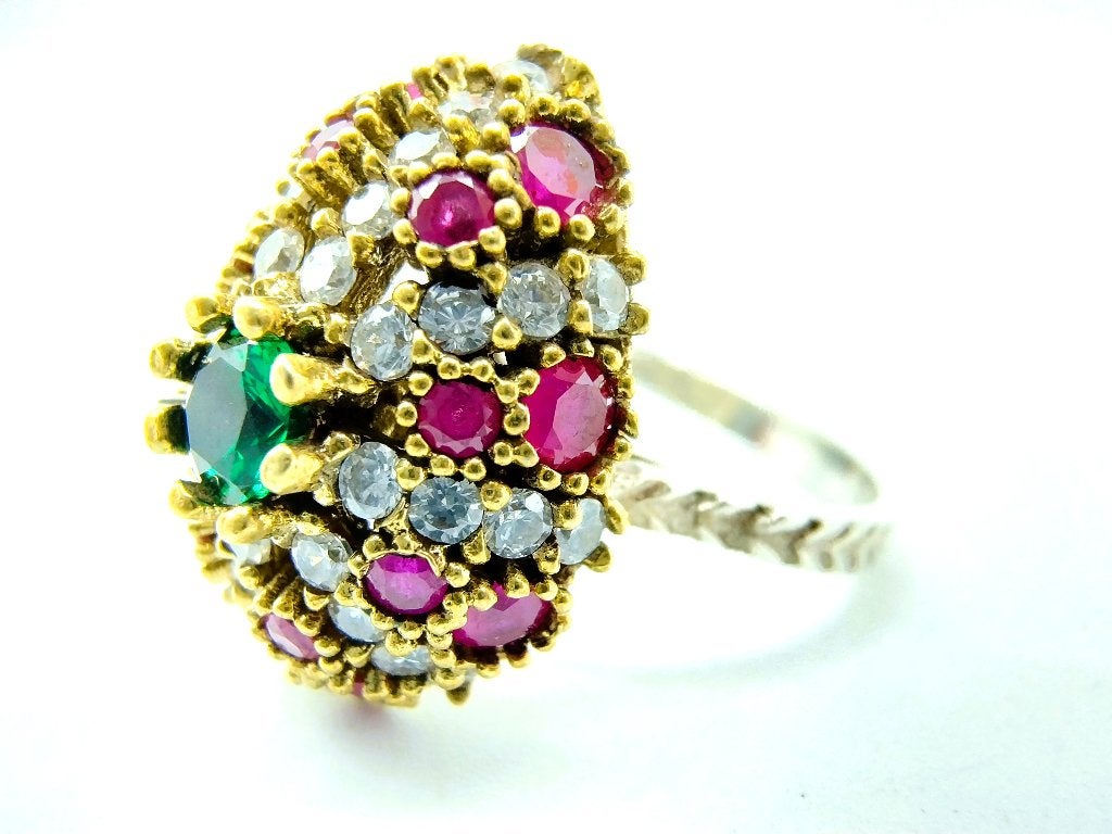 Zilveren Ottomaanse ring met toermalijn, zirkonia, Sieraden, Tassen en Uiterlijk, Info@zilverwebsite.nl, Verzenden, Nieuw, 17 tot 18