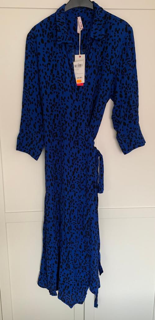 Nieuwe lange overslag jurk maat M, blauw zwart, Maat 38/40 (M), Blauw, Nieuw, Ophalen of Verzenden