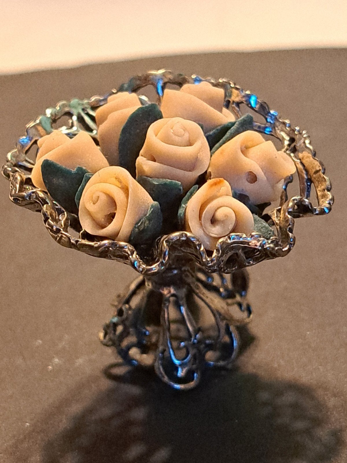 Miniatuur bloemboeket zilver, Ophalen of Verzenden, Zilver