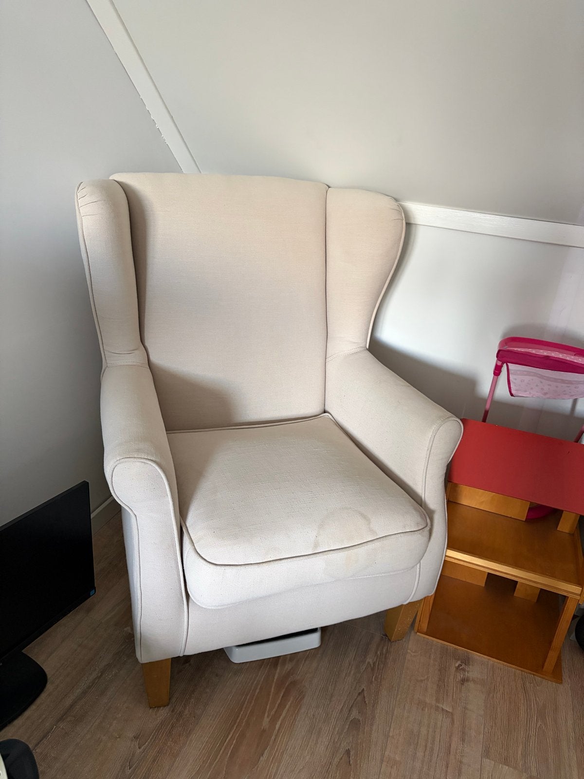 Comfortabele beige fauteuil - gratis, Ophalen, Gebruikt, Stof, 75 tot 100 cm
