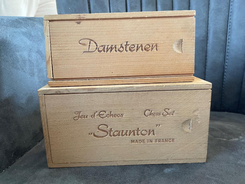 Houten schaak- en damspel “Staunton” – Made in France, Een of twee spelers, Ophalen of Verzenden, Zo goed als nieuw, Staunton