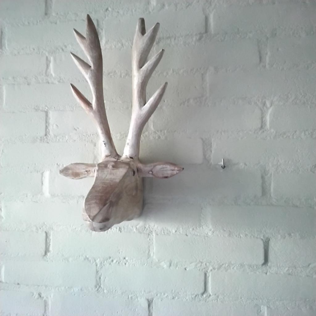 Grote houten wanddecoratie  hert/ elandenkop, Huis en Inrichting, Woonaccessoires | Wanddecoraties, Ophalen of Verzenden