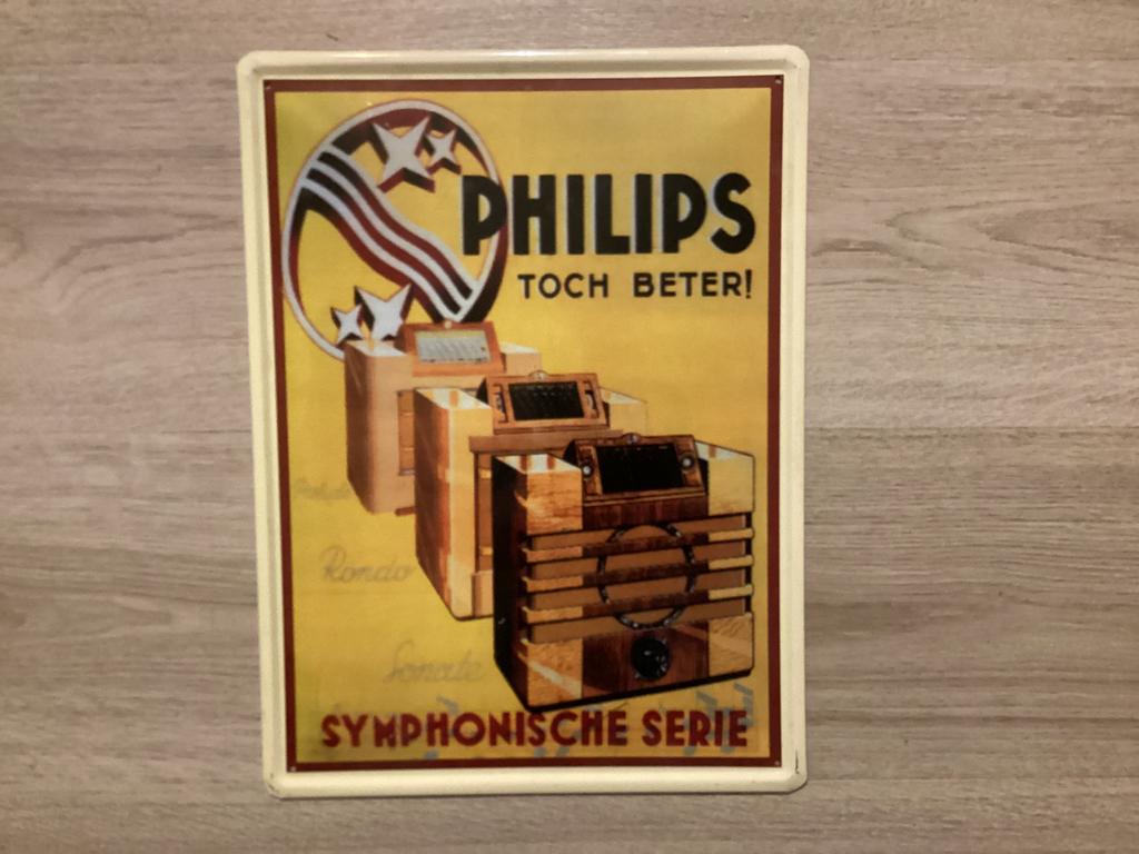 Vintage PHILIPS TOCH BETER 40 bij 30 cm (geen emaille), Verzamelen, Ophalen of Verzenden, Zo goed als nieuw