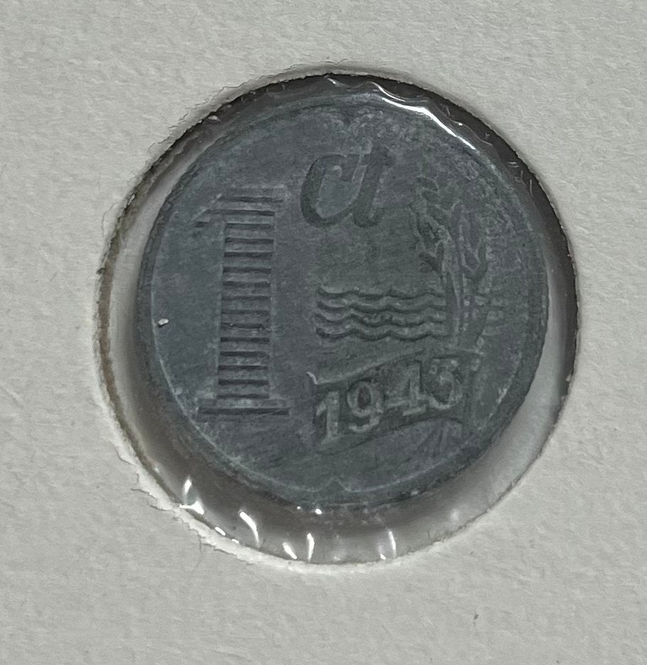 1 cent Nederland 1943 zink, Postzegels en Munten, Ophalen of Verzenden, Koningin Wilhelmina