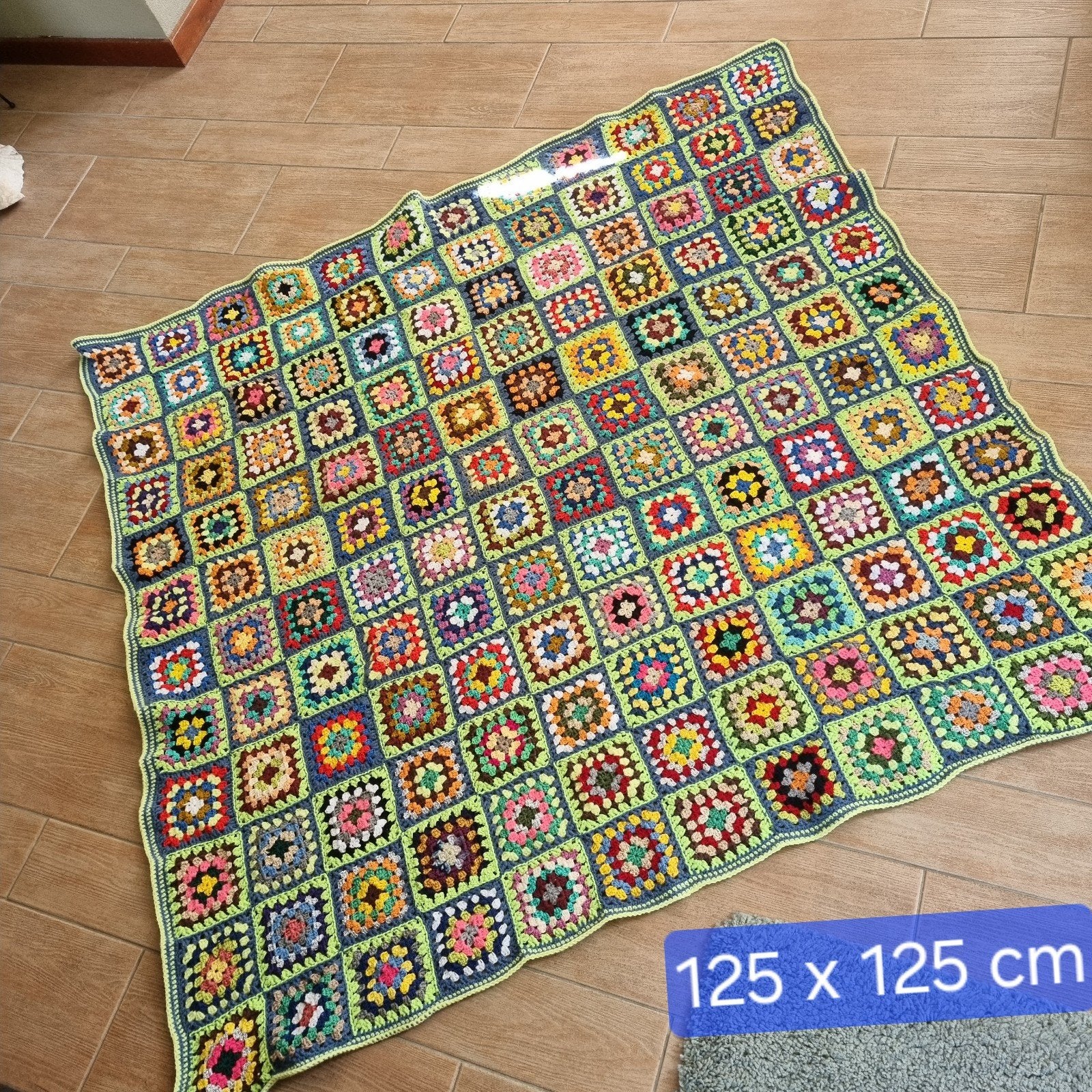 Zelf gehaakt katoenen plaid - Granny Squares deken, Katoen, Nieuw, Ophalen of Verzenden, Plaid