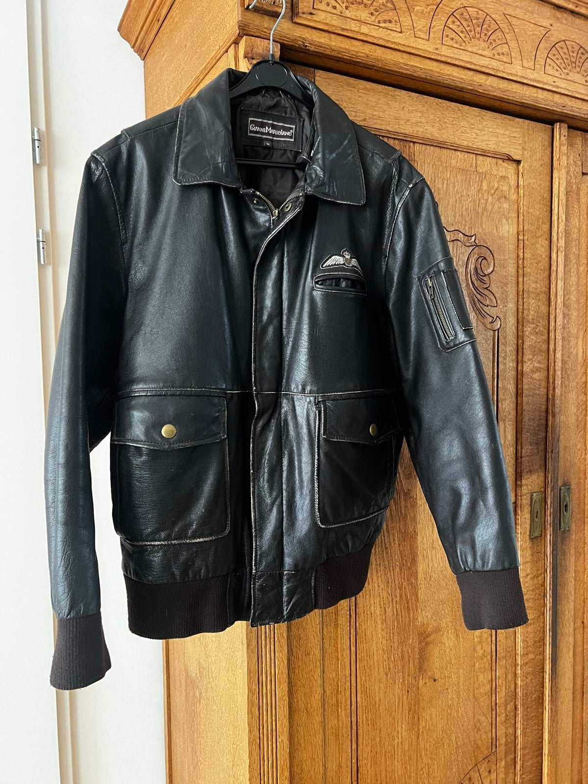 Donkerbruine Leren Heren Pilotenjack, Kleding | Heren, Ophalen, Gedragen, Maat 52/54 (L), Bruin