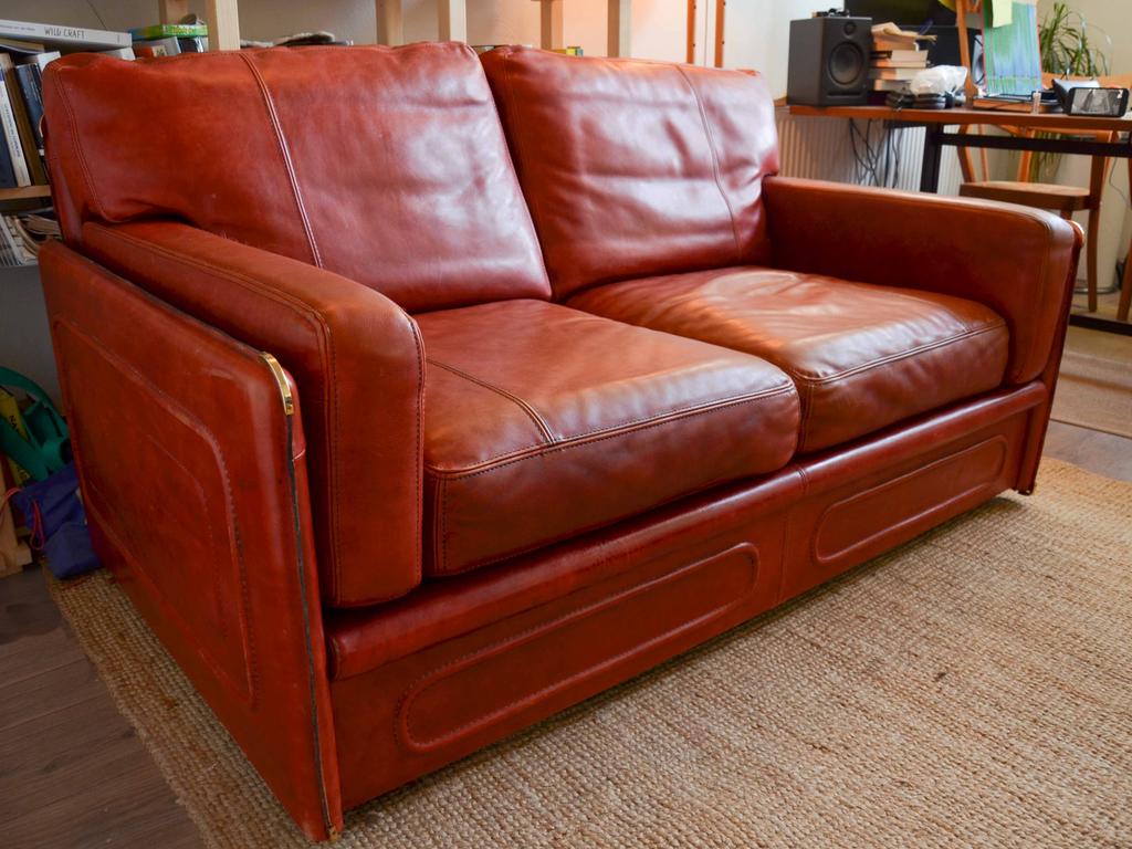 Baxter Arcon buffel leder bank Italiaans design, Ophalen, Gebruikt, 150 tot 200 cm, Driepersoons