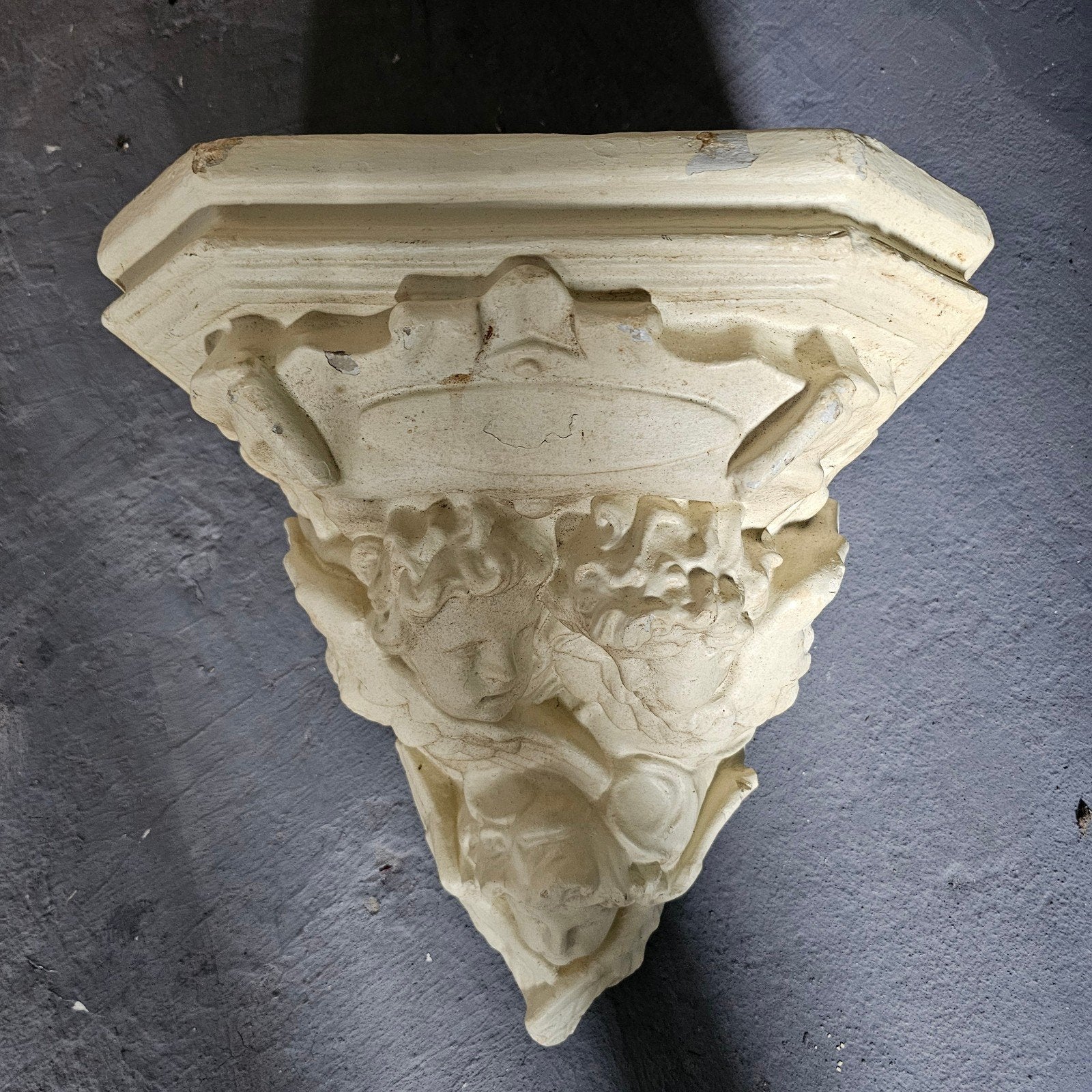 Antieke wandconsole met cherubijnen, 39x40 cm, Ophalen of Verzenden