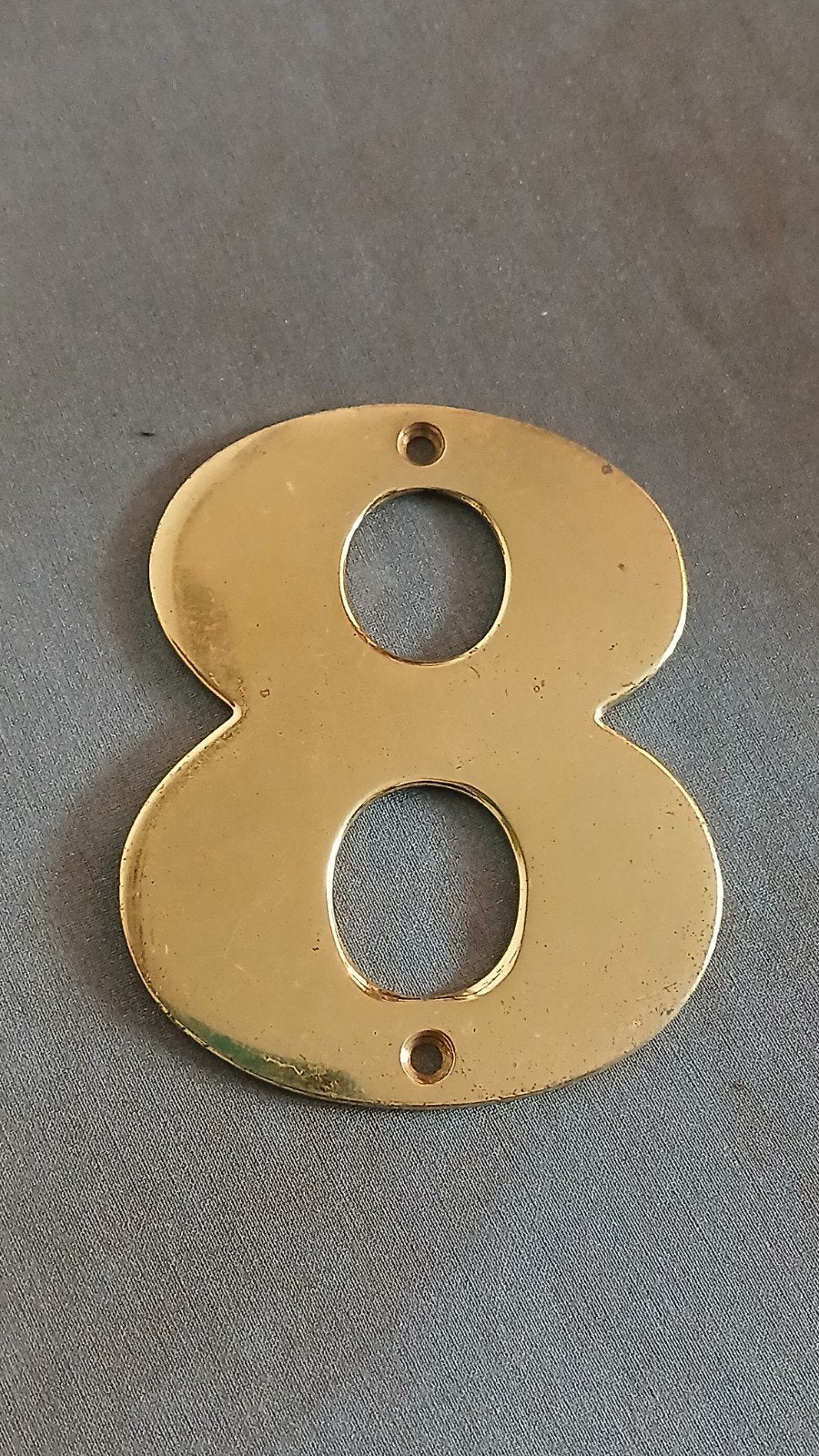 Huisnummer 8, koper of messing 11x9cm, Ophalen of Verzenden, Koper of Messing