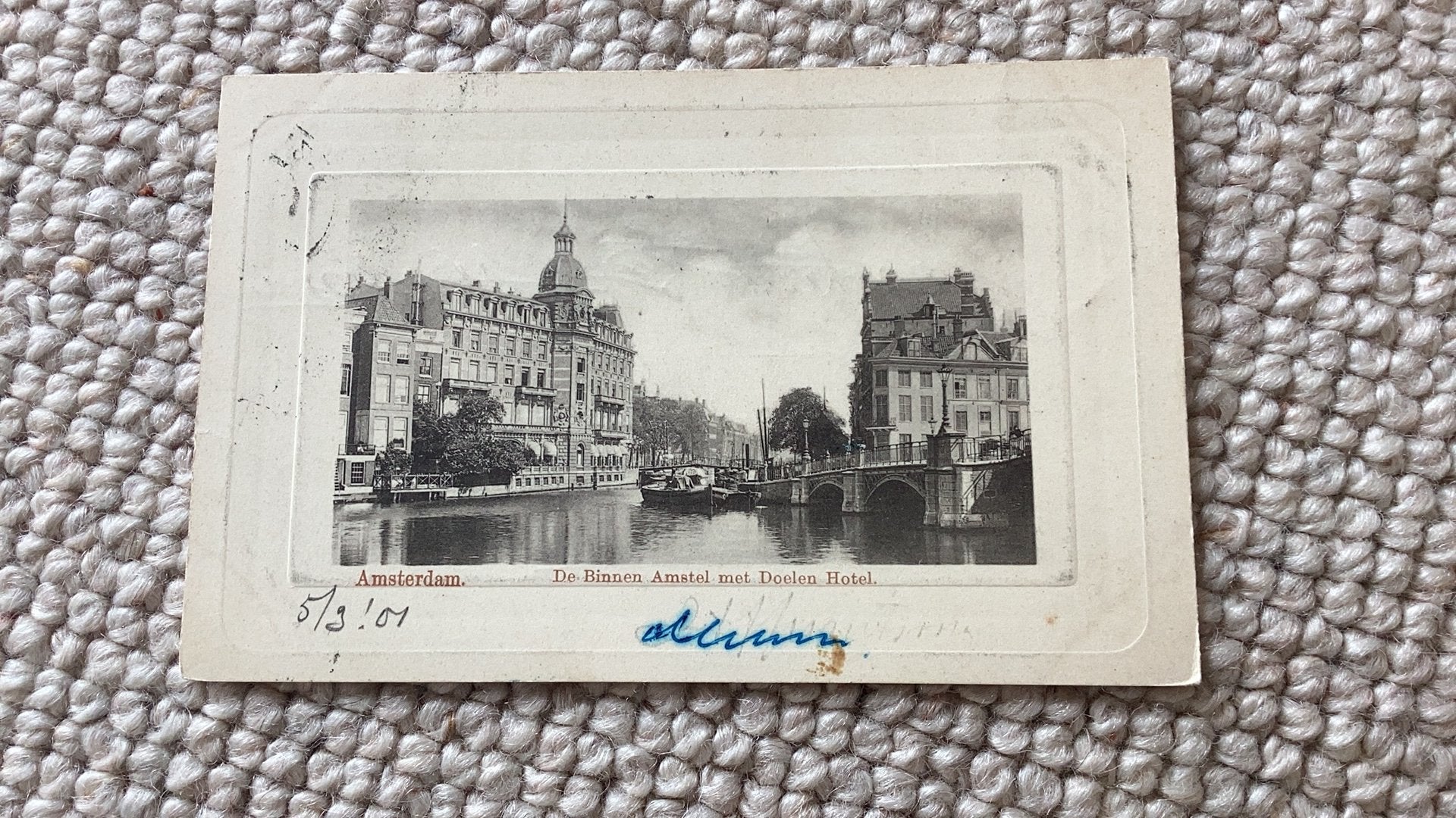 Ansichtkaart Amsterdam Binnen Amstel met Doelen Hotel 1901, Verzamelen, Ophalen of Verzenden, Voor 1920, Gelopen, Noord-Holland
