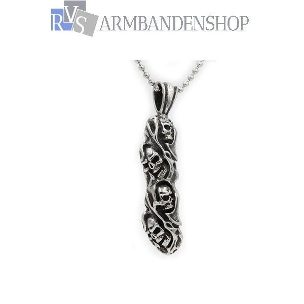 Rvs skull hanger incl. ketting biker sieraad voor mannen, Overige materialen, Nieuw, Ophalen of Verzenden, Kruis of Symbool
